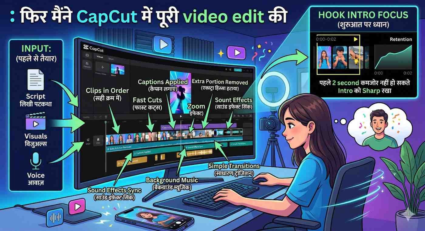 फिर मैंने CapCut में पूरी video edit की