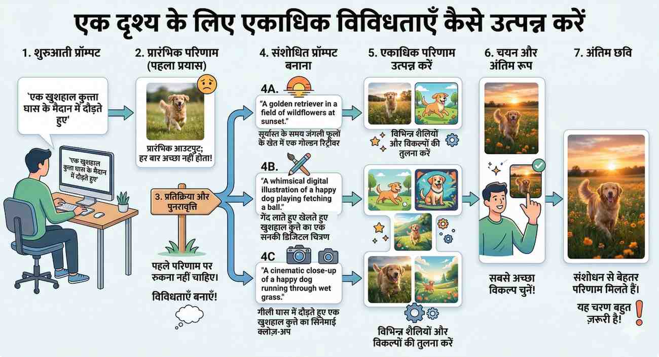 एक scene के लिए multiple variations generate करो
