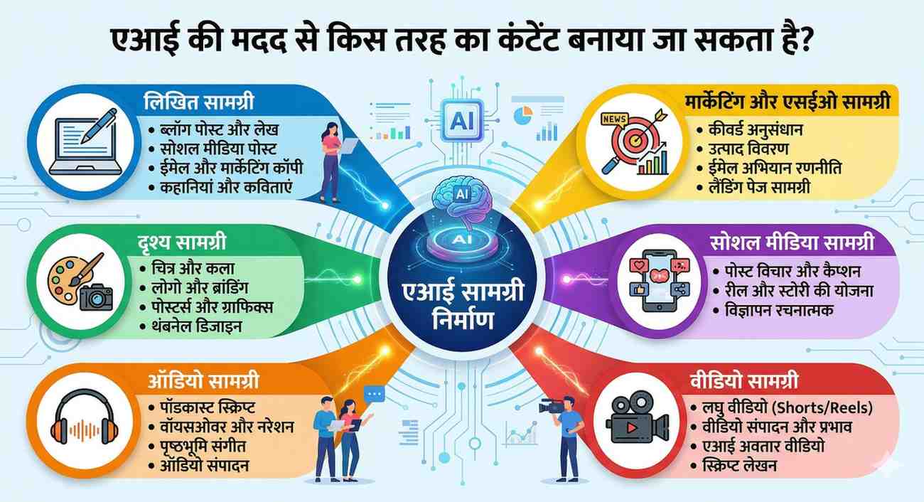 AI की मदद से किस तरह का Content बनाया जा सकता है
