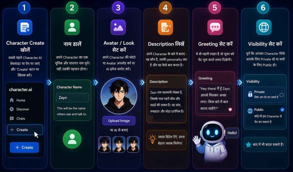 Character.AI में अपना character कैसे बनाएं?