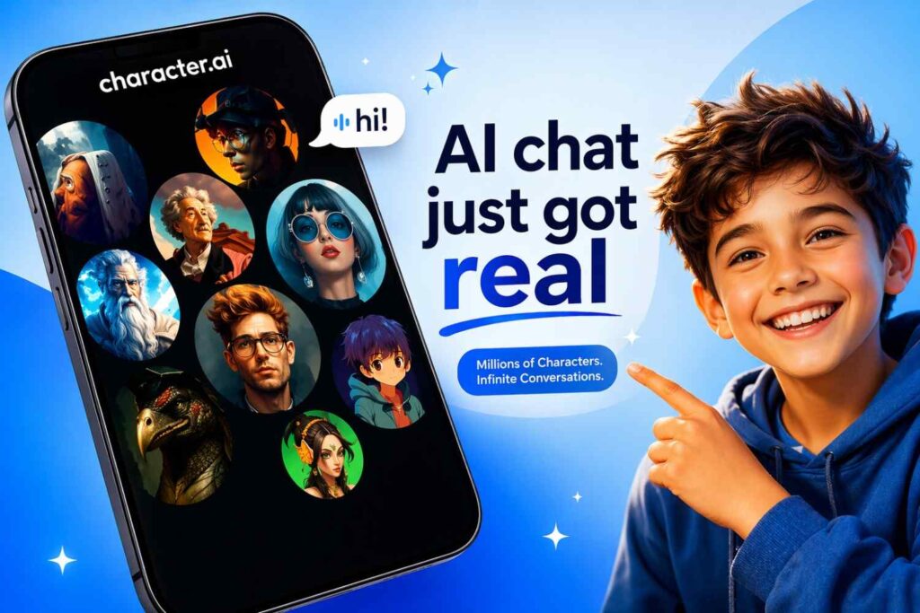 Character.AI ऐसा platform है जहाँ आप अलग-अलग AI characters से बात कर सकते हो।