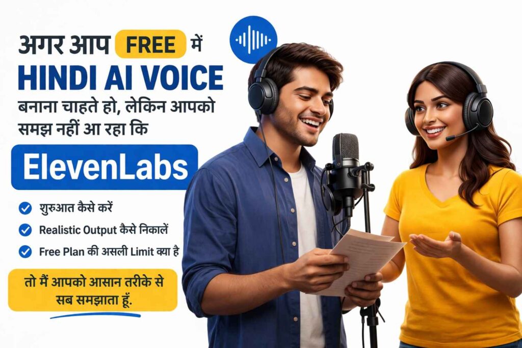 अगर आप free में Hindi AI voice बनाना चाहते हो, लेकिन आपको समझ नहीं आ रहा कि ElevenLabs पर शुरुआत कैसे करें,