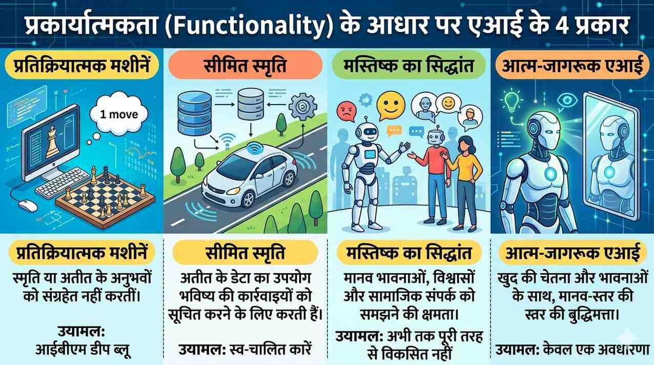 Functionality के आधार पर AI के 4 प्रकार