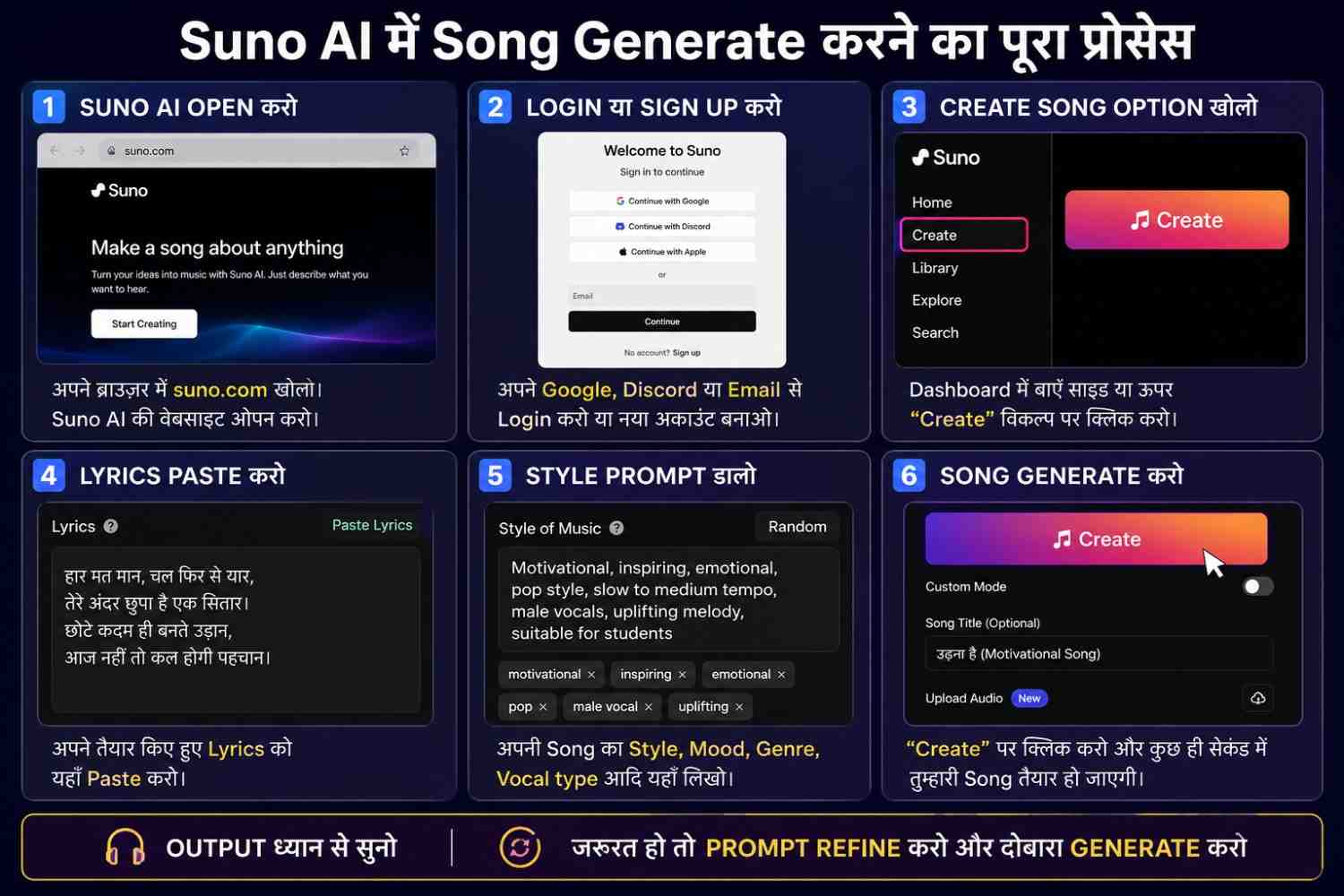Suno AI में Song Generate करो