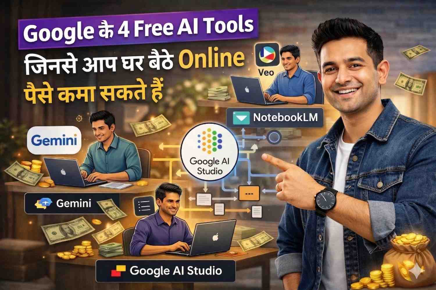 Google के 4 Free AI Tools जिनसे आप घर बैठे Online पैसे कमा सकते हैं