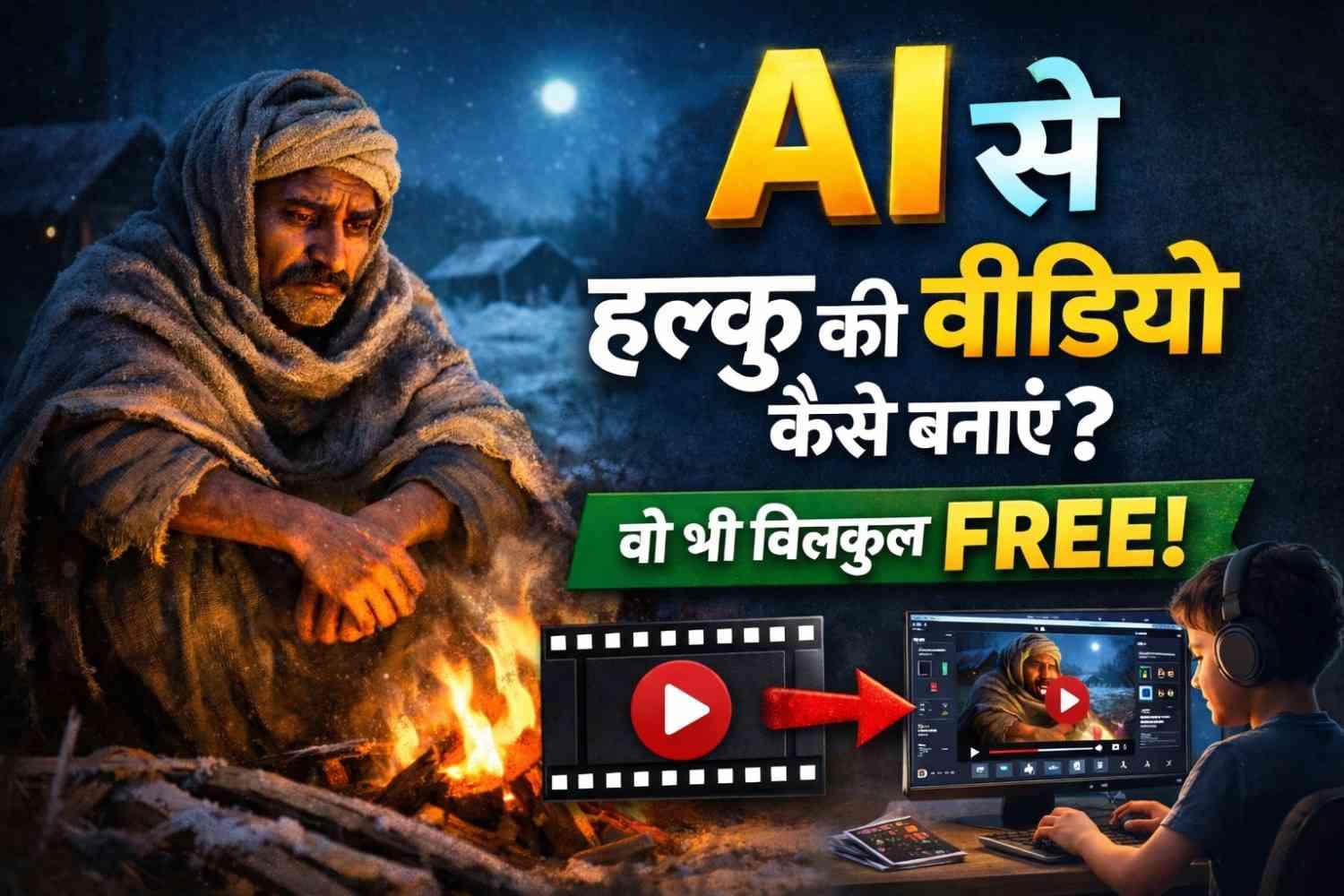 AI से हल्कू की वीडियो कैसे बनाएं  (ओह भी बिलकुल FREE)